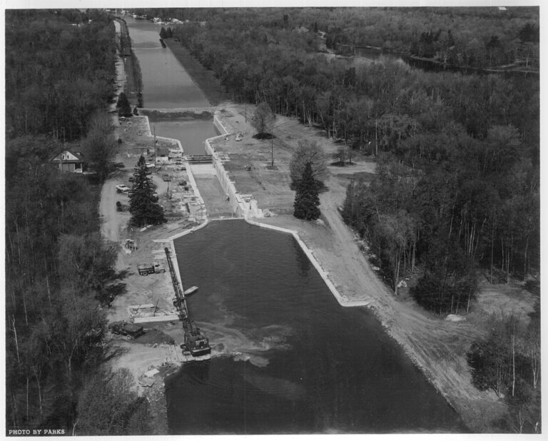 Black and white historical photo of Rosedale from high above