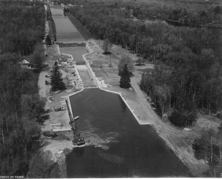 Black and white historical photo of Rosedale from high above