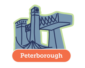Icon of lift lock, labelled Peterborough